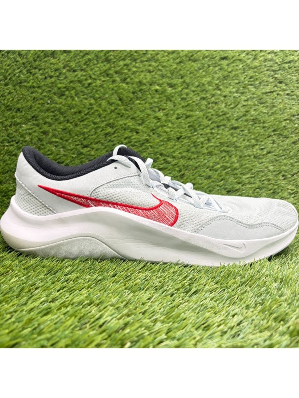 Nike Legend Essential 3 Mens Size 14 Gray Red Athletic Running Shoes Sneakers